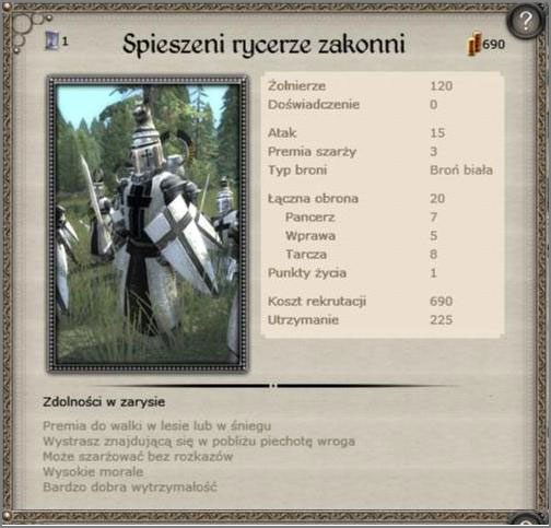 Rycerze Zakonni, tyle że spieszni - Zakon Krzyżacki - Armia (6) - TEUTONIC - Medieval II: Total War - Królestwa - poradnik do gry