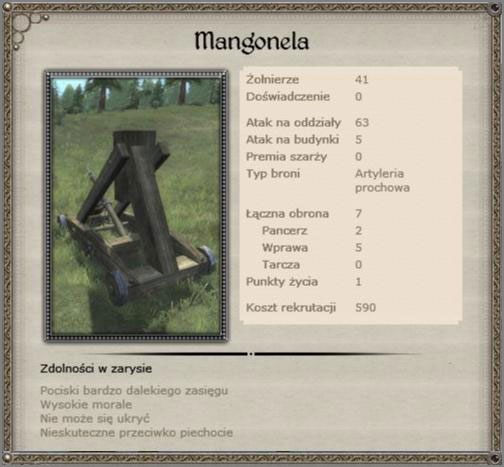 Jego pociski - eksplodujące beczki, rozrzucają łatwopalną substancje nad szeregami wroga ( smoła ), celność niska, za to po trafieniu - potężne obrażenia jak w szeregach oraz na ich poziomie morale - Zakon Krzyżacki - Armia (7) - TEUTONIC - Medieval II: Total War - Królestwa - poradnik do gry