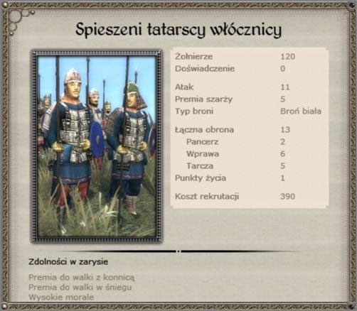 Znacznie skuteczniejsza od swojego poprzednika Estońskich buntowników, tatarscy włócznicy, niska cena, w miarę przyzwoity atak oraz znacznie bardziej skuteczna - przeciwko konnicy wroga - Wlk. Księstwo Litewskie - Armia (2) - TEUTONIC - Medieval II: Total War - Królestwa - poradnik do gry