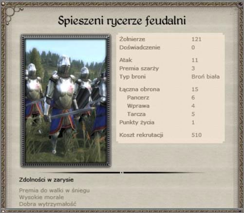 Odpowiednik standardowego rycerstwa zachodu, nie wyróżniają się niczym szczególny, statystyki wręcz odpychają, cena również - Wlk. Księstwo Litewskie - Armia (3) - TEUTONIC - Medieval II: Total War - Królestwa - poradnik do gry