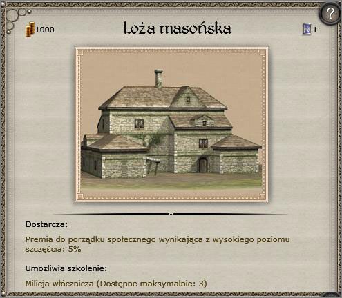 Poprawia poziom szczęścia o 5%, jest to unikatowy budynek wyłącznie dla tej frakcji - Wlk. Księstwo Litewskie - Budownictwo i Ekonomia - TEUTONIC - Medieval II: Total War - Królestwa - poradnik do gry