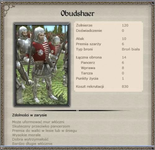 Następca formacji kosynierów, poprawiona obrona, wymarzone zdolności specjalne niestety dość spora cena rekrutacji oraz utrzymania - Królestwo Dani - Armia (4) - TEUTONIC - Medieval II: Total War - Królestwa - poradnik do gry