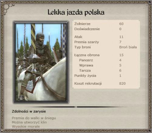 Myląca nazwa, jest to ciężka kawaleria z cechami lekkiej, posiada przyzwoitą zwinność/szybkość, z ulepszonym pancerzem przypomina ciężką kawalerie na podstawowym poziomie, ogólnie w grze klasyfikowana jest jako kawaleria ciężka - Królestwo Polskie - Armia (3) - TEUTONIC - Medieval II: Total War - Królestwa - poradnik do gry
