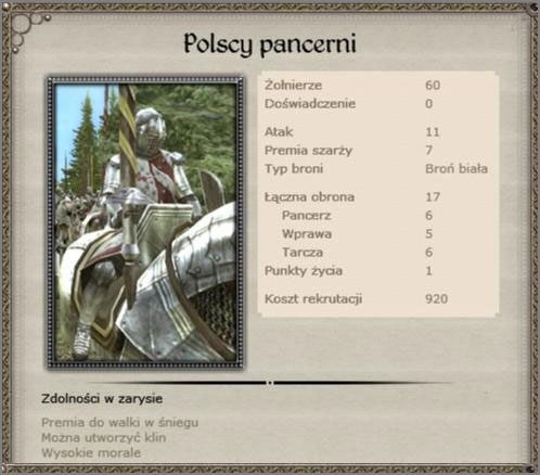 Bratnia jednostka Polskich Rycerzy, bez znaczących różnic - posiada identyczne zalety oraz zastosowanie - Królestwo Polskie - Armia (4) - TEUTONIC - Medieval II: Total War - Królestwa - poradnik do gry
