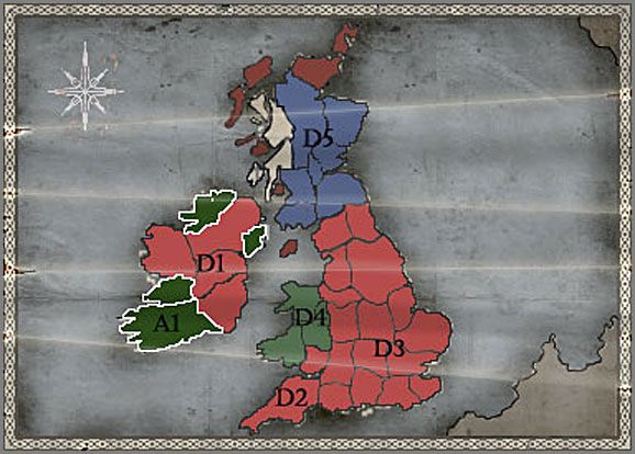 Zważywszy na prostotę mapy Całej Kampanii, wszelkie ruchy armii są uproszczone, oraz wręcz same się narzucają - Irlandia - Ekspansja - BRITANNIA - Medieval II: Total War - Królestwa - poradnik do gry