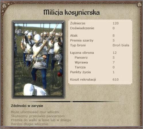 Typowe formacje kosynierów - Norwegia - Armia (1) - BRITANNIA - Medieval II: Total War - Królestwa - poradnik do gry