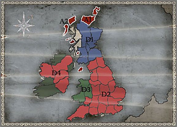 Zważywszy na prostotę mapy Całej Kampanii, wszelkie ruchy armii są uproszczone, oraz wręcz same się narzucają - Norwegia - Ekspansja - BRITANNIA - Medieval II: Total War - Królestwa - poradnik do gry