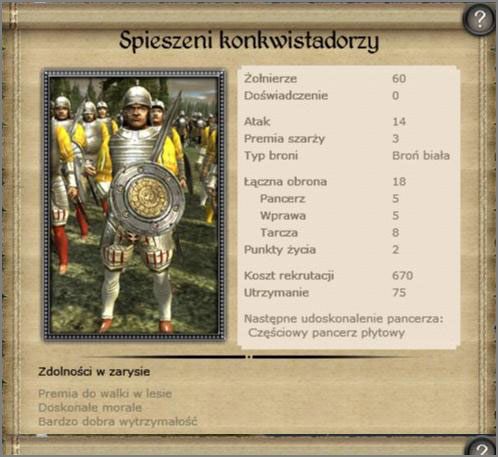 Najlepsza i najbardziej skuteczna przeciwko każdej indiańskiej piechocie, formacja pieszych konkwistadorów - Hiszpania (1) - AMERICAS - Medieval II: Total War - Królestwa - poradnik do gry