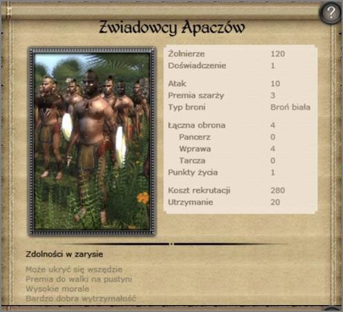 Standardowa lekka piechota - Apacze (2) - AMERICAS - Medieval II: Total War - Królestwa - poradnik do gry