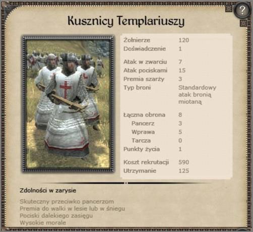 Regularna formacja strzelecka twojej armii - Królestwo Jerozolimy - Armia (1) - CRUSADES - Medieval II: Total War - Królestwa - poradnik do gry