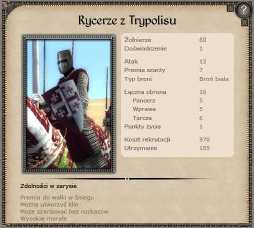 Przyzwoite statystyki oraz zdolności, jedna z najczęściej używanych ciężkich kawalerii wczesnego okresu - Królestwo Jerozolimy - Armia (2) - CRUSADES - Medieval II: Total War - Królestwa - poradnik do gry