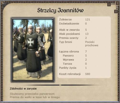 Formacja z bronią palną dostępna w późniejszym okresie - Królestwo Antiochii - Armia (2) - CRUSADES - Medieval II: Total War - Królestwa - poradnik do gry