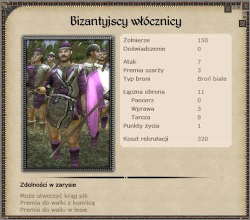 Twoja standardowa formacja włócznicza - Królestwo Bizancjum - Armia (1) - CRUSADES - Medieval II: Total War - Królestwa - poradnik do gry