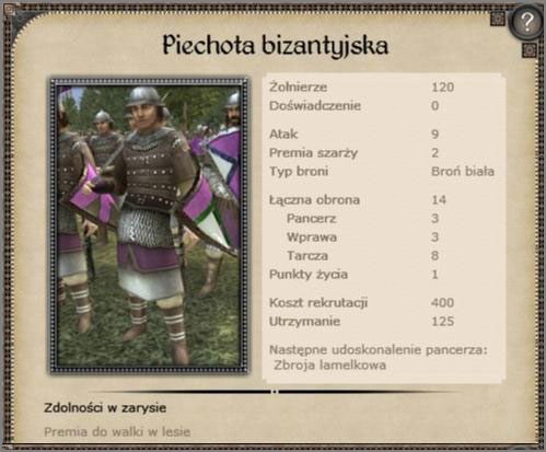 Standardowa ciężka piechota mieczników, sprawdza się tylko i wyłącznie podczas dłuższej walki w zwarciu - Królestwo Bizancjum - Armia (1) - CRUSADES - Medieval II: Total War - Królestwa - poradnik do gry