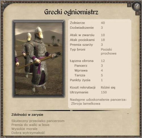 Formacja specjalna, dostępna do rekrutacji wyłącznie w Konstantynopolu - Królestwo Bizancjum - Armia (3) - CRUSADES - Medieval II: Total War - Królestwa - poradnik do gry