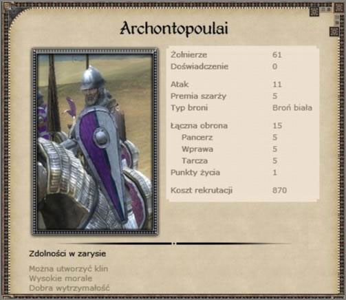 Twoja główna i jedyna z przyzwoitych - ciężka konnica - Królestwo Bizancjum - Armia (3) - CRUSADES - Medieval II: Total War - Królestwa - poradnik do gry