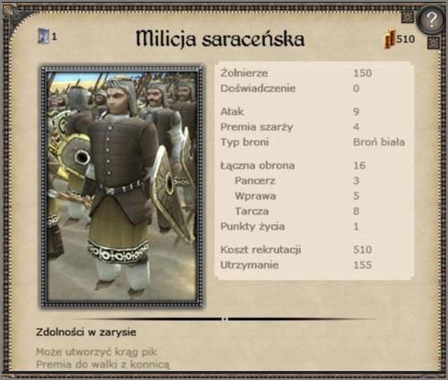 Najlepsza formacja włócznicza armii, skuteczna przeciwko każdej kawalerii wroga, pyzatym potrafi skutecznie przytrzymać w zwarciu lekką piechotę nieprzyjaciela - Egipt - Armia (1) - CRUSADES - Medieval II: Total War - Królestwa - poradnik do gry