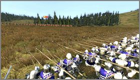 Wroga ciężka konnica podchodzi do szlacheckich pikinierów - Szkocja - Armia (2) - BRITANNIA - Medieval II: Total War - Królestwa - poradnik do gry
