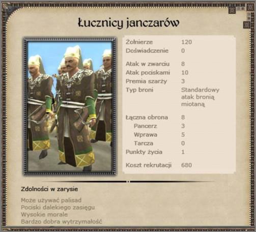 Profesjonalna formacja łucznicza późniejszego okresu - Turcja - Armia (2) - CRUSADES - Medieval II: Total War - Królestwa - poradnik do gry