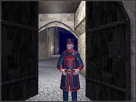 Dojechawszy na miejsce, Sherlock i Watson rozmawiają ze strzegącym wejścia do twierdzy wartownikiem - Noc z 15 na 16 lipca 1895 cz.1 - Sherlock Holmes kontra Arsene Lupin - poradnik do gry