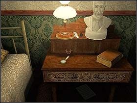 Następnie maszeruje do szafki nocnej (na lewo od łóżka) - Noc z 15 na 16 lipca 1895 cz.5 - Sherlock Holmes kontra Arsene Lupin - poradnik do gry
