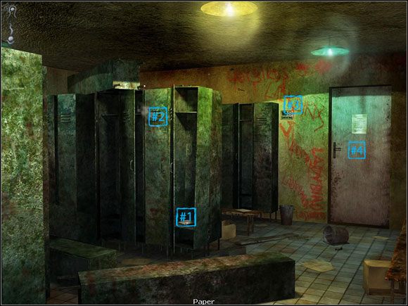 Otwórz szafkę po prawej (#1) - przeczytaj kartkę, znajdziesz na niej liczby - Opis przejścia cz.5 | Ghost in the Sheet - Ghost in the Sheet - poradnik do gry