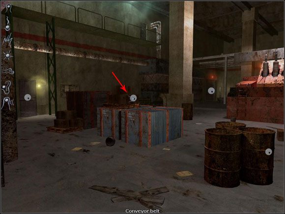 Udaj się do Hali A i podejdź do taśmociągu widocznego na powyższym screenie - Opis przejścia cz.13 | Ghost in the Sheet - Ghost in the Sheet - poradnik do gry