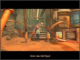 Ścieżka ciała: wejdź po schodkach i solidnie przywal kilka razy pogiętemu zaworowi (ten większy, w centrum) kijem do krykieta - Rozdział IX - Szkolenie Jacka (cz.1) - Jack Keane - poradnik do gry