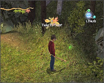 Jeśli chcesz, możesz z odległości załatwić dużego elfa stojącego przy widocznym w oddali drzewie - [3. The Goblin Army] Quest 2 (cz.5) | Kroniki Spiderwick - Kroniki Spiderwick - poradnik do gry