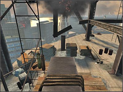 Zadanie 2: Navigate through building down to skybridge (Wejdź do budynku i odszukaj drogę prowadzącą do mostu łączącego dwa wieżowce) - Poziom pierwszy (cz.1) | Akt 1 - Nowy Jork | Turning Point: Fall of Liberty - Turning Point: Fall of Liberty - poradnik do gry