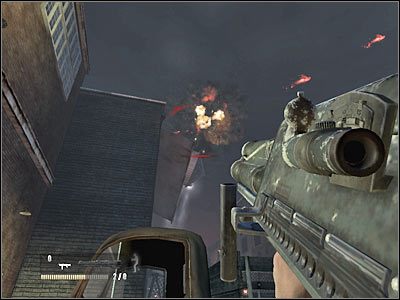 Możesz się odwrócić i wbiec do znajdującego się w tym miejscu magazynu - Poziom trzeci (cz.7) | Akt 1 - Nowy Jork | Turning Point: Fall of Liberty - Turning Point: Fall of Liberty - poradnik do gry