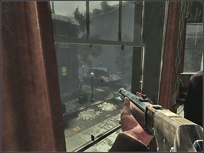 Musisz się teraz przygotować na to, że wewnątrz budynku pojawią się wrogowie - Poziom pierwszy (cz.1) | Akt 2 - Waszyngton | Turning Point: Fall of Liberty - Turning Point: Fall of Liberty - poradnik do gry