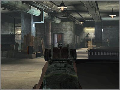 Po wstępnym zabezpieczeniu okolicy zacznij przesuwać się do przodu i korzystaj z karabinu Thompson - Poziom drugi (cz.1) | Akt 2 - Waszyngton | Turning Point: Fall of Liberty - Turning Point: Fall of Liberty - poradnik do gry