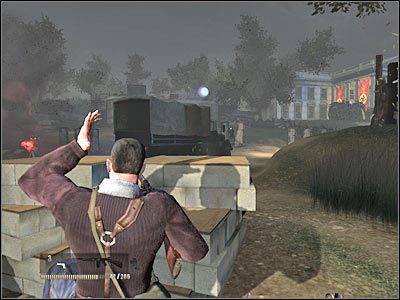 Docelowo powinieneś spróbować skryć się za przedstawioną na screenie ciężarówką - Poziom trzeci (cz.1) | Akt 2 - Waszyngton | Turning Point: Fall of Liberty - Turning Point: Fall of Liberty - poradnik do gry