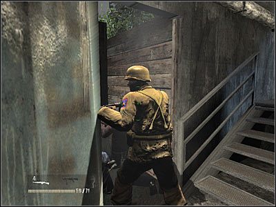 Po dotarciu do piwnicy skieruj się w prawo i zlikwiduj pojedynczego żołnierza - Poziom trzeci (cz.3) | Akt 2 - Waszyngton | Turning Point: Fall of Liberty - Turning Point: Fall of Liberty - poradnik do gry