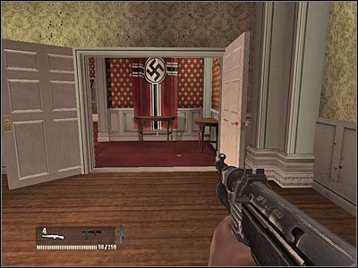 Na drugim końcu tego korytarza powinieneś zauważyć dwóch przeciwników (screen) - Poziom trzeci (cz.5) | Akt 2 - Waszyngton | Turning Point: Fall of Liberty - Turning Point: Fall of Liberty - poradnik do gry