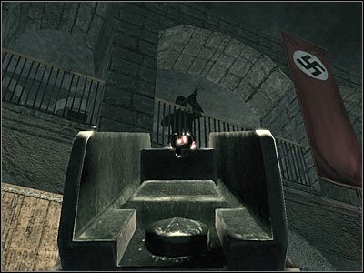 Tajne przejście, o którym jest mowa w założeniach tego etapu, oznacza ukazaną na screenie dźwignię - Poziom pierwszy (cz.3) | Akt 3 - Londyn | Turning Point: Fall of Liberty - Turning Point: Fall of Liberty - poradnik do gry