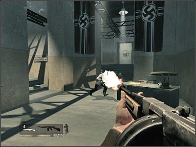 Będziesz musiał skierować się w stronę ukazanego na screenie prawego korytarza - Poziom pierwszy (cz.4) | Akt 3 - Londyn | Turning Point: Fall of Liberty - Turning Point: Fall of Liberty - poradnik do gry