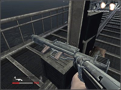 Proponowałbym wrócić się do podpory, dzięki czemu nie będziesz musiał stać na mostku - Poziom drugi (cz.1) | Akt 3 - Londyn | Turning Point: Fall of Liberty - Turning Point: Fall of Liberty - poradnik do gry