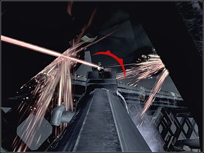 Jeśli zaś chodzi o prawą stronę, będziesz musiał likwidować przeciwników stojących wewnątrz mniejszych sterowców (screen) - Poziom drugi (cz.5) | Akt 3 - Londyn | Turning Point: Fall of Liberty - Turning Point: Fall of Liberty - poradnik do gry