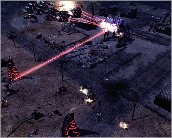 Pozwól zbliżyć się Likwidatorowi do bazy, a wieżyczki pomogą Ci w walce z tym monstrum. - Akt 2 - Serca i umysły - Command & Conquer 3: Gniew Kanea - poradnik do gry