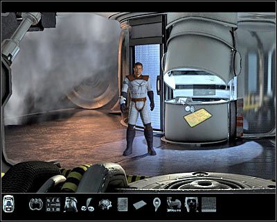 Wybierz z inwentarza gogle termalne i użyj ich na włazie, wokół którego zgromadził się dym (screen) - Rozdział 2 - Akademia Waringer (cz.6) | Perry Rhodan Dziedzictwo Przeszłości - Perry Rhodan: Dziedzictwo Przeszłości - poradnik do gry