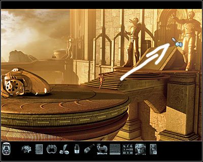 Po znalezieniu się w pierwszym pomieszczeniu zignoruj obiekty wokół i biegnij w stronę widocznego w tle wyjścia (screen) - Rozdział 3 - Muzeum (cz.1) | Perry Rhodan Dziedzictwo Przeszłości - Perry Rhodan: Dziedzictwo Przeszłości - poradnik do gry