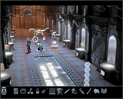 Po skorzystaniu z teleportu skieruj się do lewego włazu, czyli tam gdzie znajduje się zniszczony robot - Rozdział 3 - Muzeum (cz.7) | Perry Rhodan Dziedzictwo Przeszłości - Perry Rhodan: Dziedzictwo Przeszłości - poradnik do gry