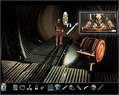 Ponownie znajdziesz się w hali z robotem, lecz tym razem jesteś na najniższym poziomie - Rozdział 3 - Muzeum (cz.9) | Perry Rhodan Dziedzictwo Przeszłości - Perry Rhodan: Dziedzictwo Przeszłości - poradnik do gry