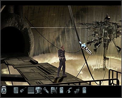 Wybierz teraz odnaleziony niedaleko wagonika fotel i użyj go na innym przedmiocie z Twojego inwentarza, a mianowicie na zielonym narzędziu - Rozdział 5 - Gom Callaedus - Dolna strefa (cz.4) | Perry Rhodan - Perry Rhodan: Dziedzictwo Przeszłości - poradnik do gry