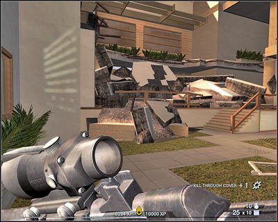 Zauważ, że atak rakietowy pozostawił po sobie dziurę (screen), dzięki której da się uciec z tego miejsca - Ostateczna rozgrywka (cz.2) | Akt 7 - Posiadłość | Rainbow Six Vegas 2 - Tom Clancys Rainbow Six Vegas 2 - poradnik do gry