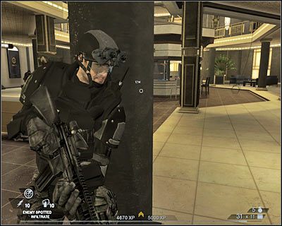 Nie możesz pozwolić na to, by wrogowie zbliżyli się do sterowanej przez Ciebie postaci - Główna scena (cz.1) | Akt 5 - Teatr | Rainbow Six Vegas 2 - Tom Clancys Rainbow Six Vegas 2 - poradnik do gry