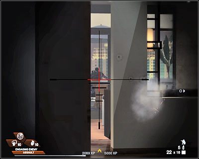 Docelowo masz dotrzeć do ostatniego pomieszczenia, czyli miejsca, w którym znajdują się nowe zaczepy - Penthouse (cz.3) | Akt 5 - Teatr | Rainbow Six Vegas 2 - Tom Clancys Rainbow Six Vegas 2 - poradnik do gry