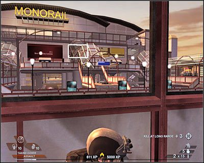 Uważaj, gdyż w pewnym momencie na planszy pojawią się dwaj przeciwnicy z tarczami - Kolejka (cz.1) | Akt 4 - Centrum konferencyjne | Rainbow Six Vegas 2 - Tom Clancys Rainbow Six Vegas 2 - poradnik do gry